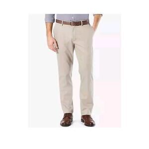 Dockers Pants Mens 33x30 Beige Signature‎ Flex Comfort Lux Cotton Shirt Gripper